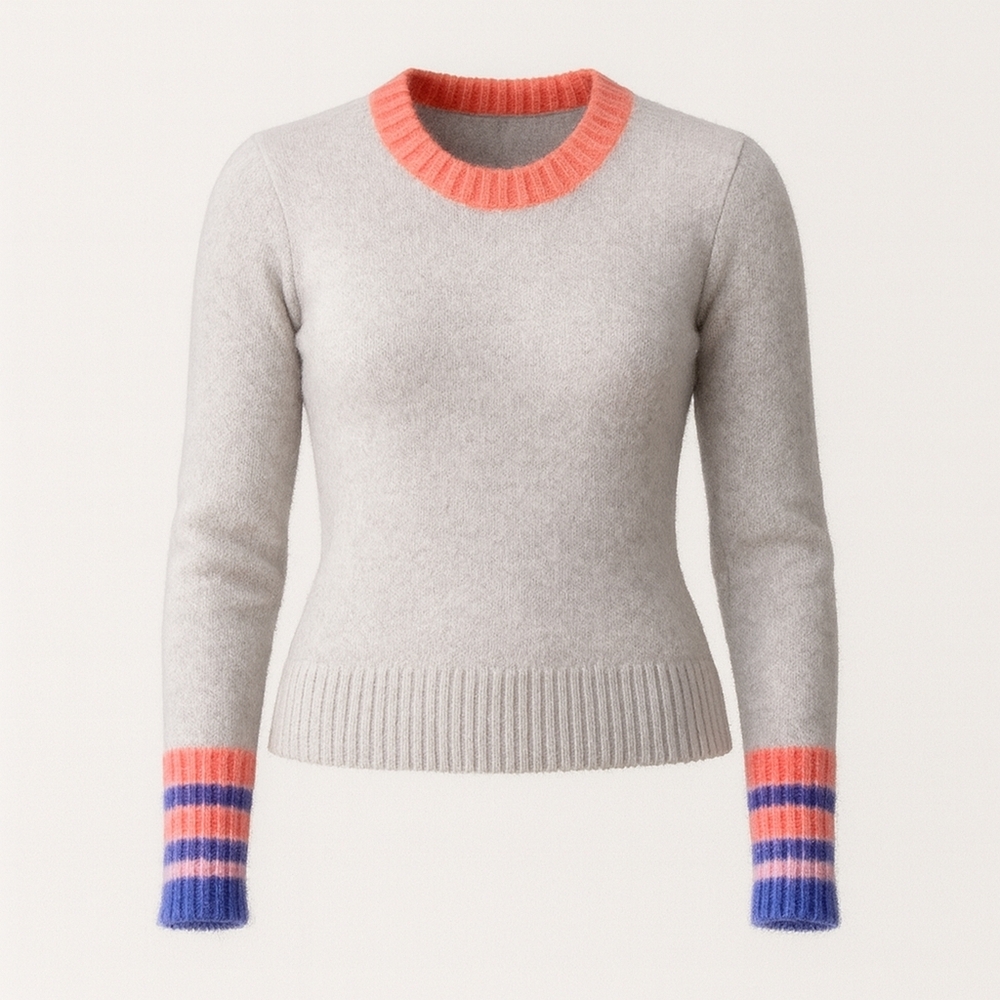 Club Monaco Gray Crewneck Sweater with Contrast Trim – Size XS